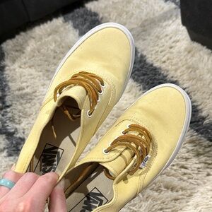 Butter Yellow Vans with Leather Laces - Men Sz 6/Women Sz 7.5